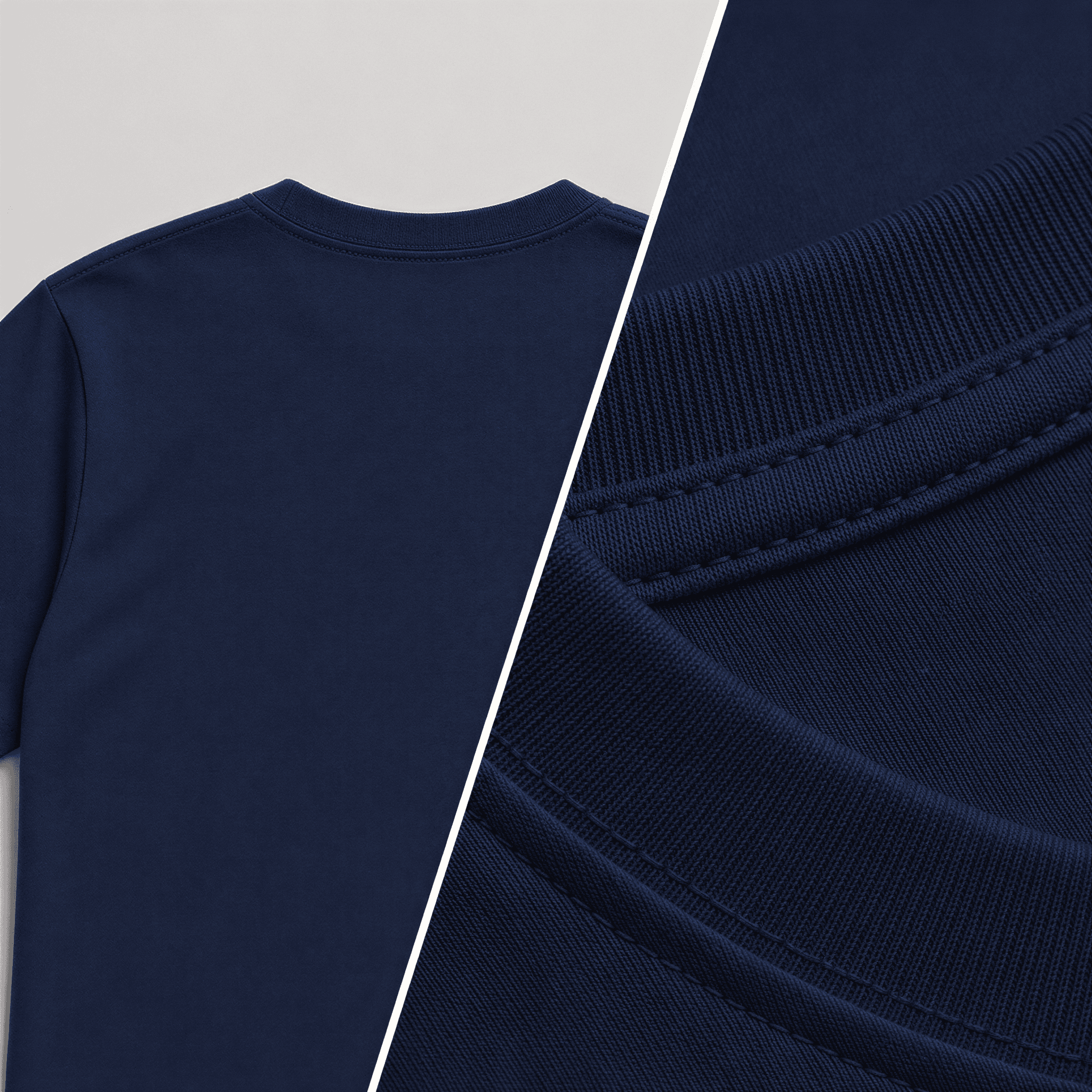 Foto de detalhe — camiseta básica na cor azul-marinho