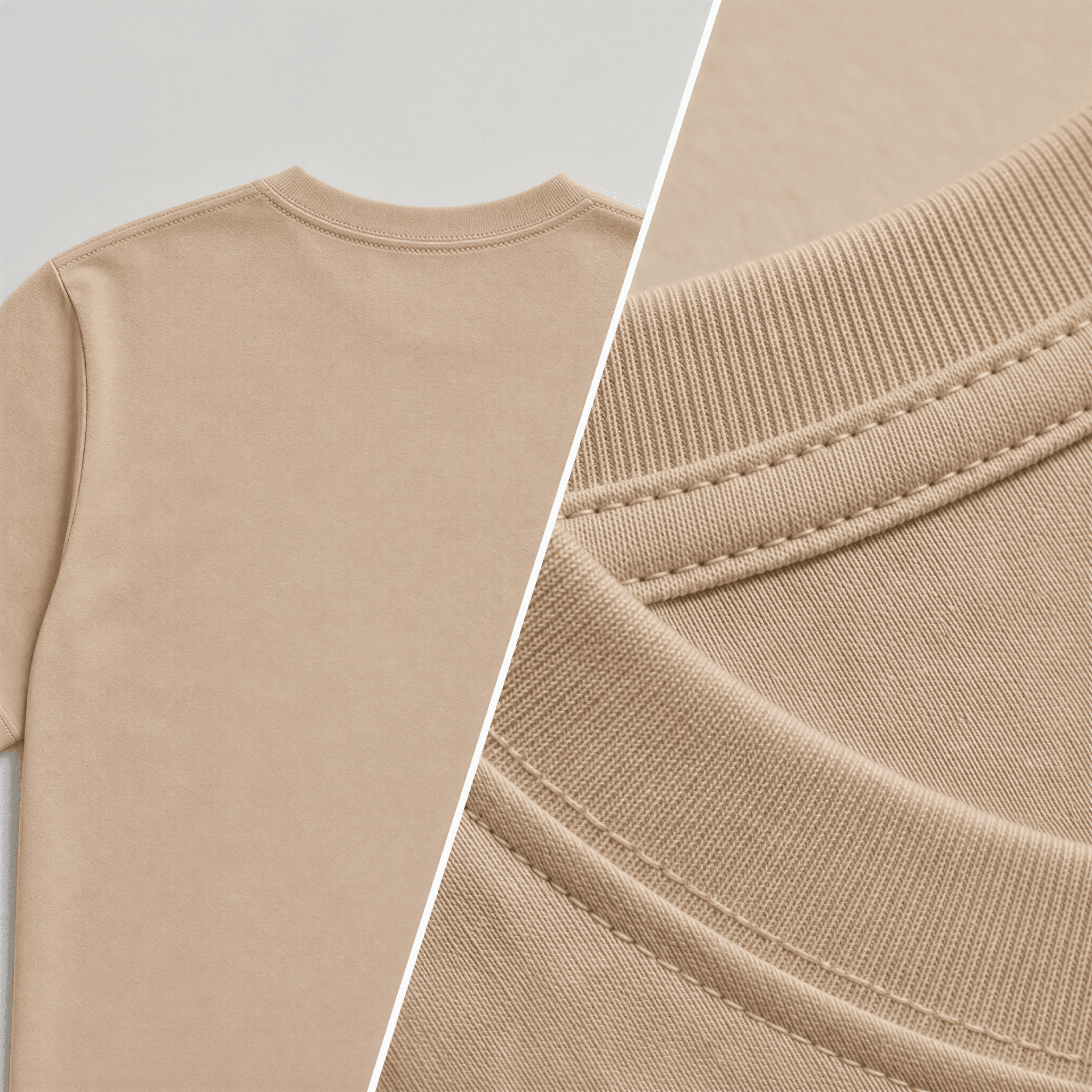 Foto de detalhe — camiseta básica na cor bege
