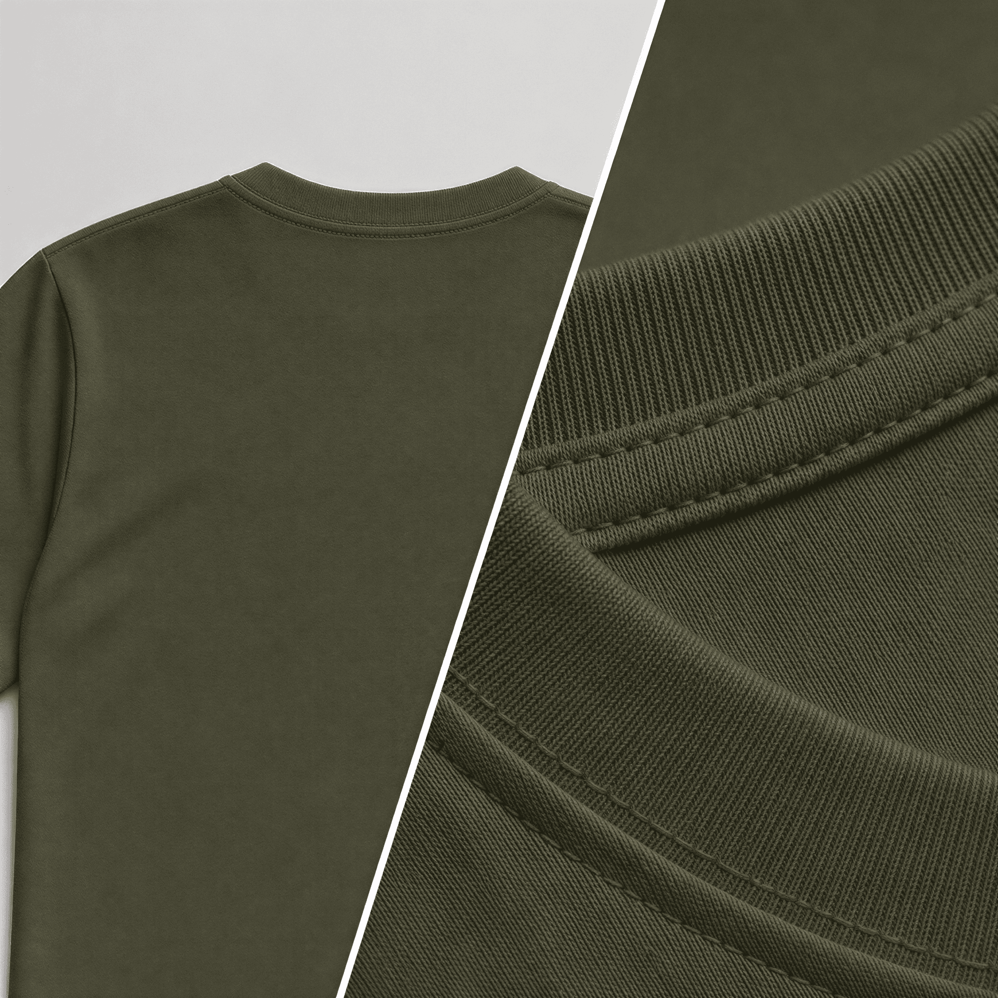 Foto de detalhe — camiseta básica na cor verde